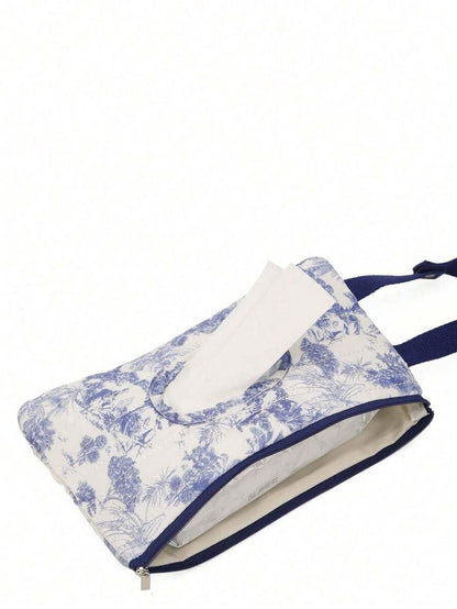 Quilted Baby Wipe Holder Quilted Wipe Pouch Portable Hanging Floral Wet Wipes Bag for Car, Stroller