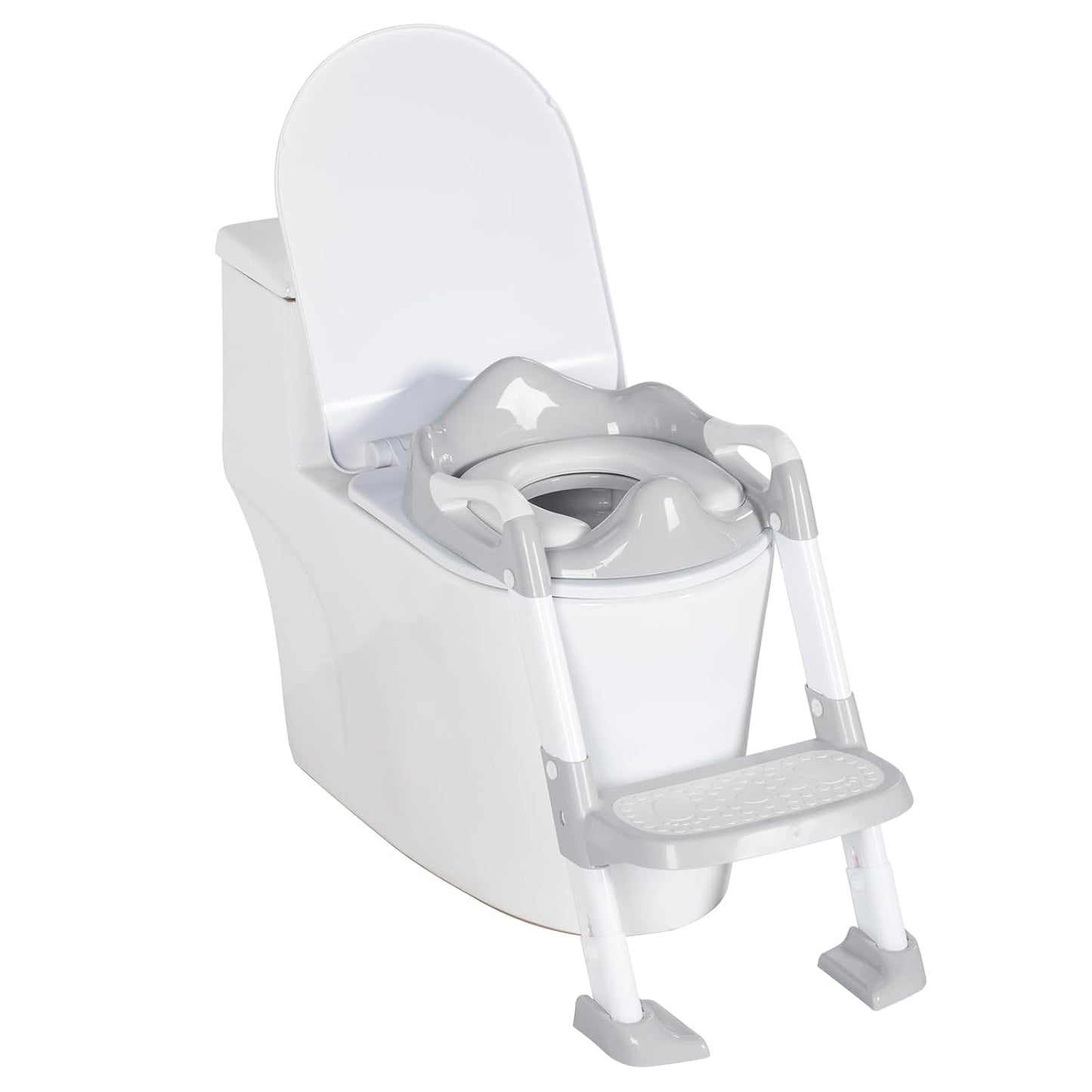 BRINJOY Potty Training Seat with Step Stool Ladder, Potty Toilet Toddler Seat w/Potty Training Chart & Cushion Handle, Kids Potty Training Toilet Chair for Girls Boys w/Non-Slip Pads Wide Step