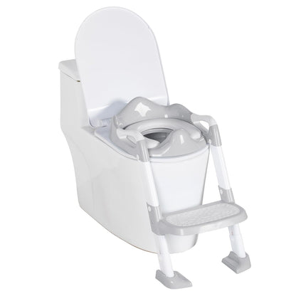 BRINJOY Potty Training Seat with Step Stool Ladder, Potty Toilet Toddler Seat w/Potty Training Chart & Cushion Handle, Kids Potty Training Toilet Chair for Girls Boys w/Non-Slip Pads Wide Step