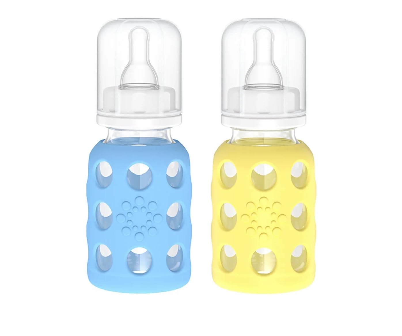 Lifefactory Glass Baby Bottle BPA Free | Protective Silicone Sleeve | 9 oz Pack of 2 | Mango, Kale