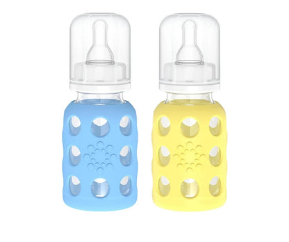 Lifefactory Glass Baby Bottle BPA Free | Protective Silicone Sleeve | 9 oz Pack of 2 | Mango, Kale