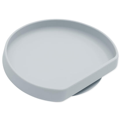 Bumkins Toddler and Baby Suction Plate, Divided Grip Dish for Babies and Kids, Baby Led Weaning, Feeding Supplies, Sticks to Tables and Highchairs, Platinum Silicone, for Chidren 6 Months, Gray