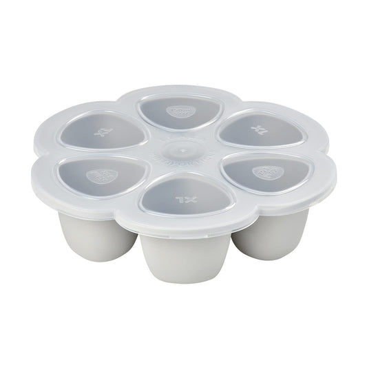 Beaba Multiportions Premium Quality Silicone Baby Food Freezer Tray with Clip On Lid, Baby Food Storage Container Ice Cube Tray Maker, Made in Italy, Cloud, 3 oz