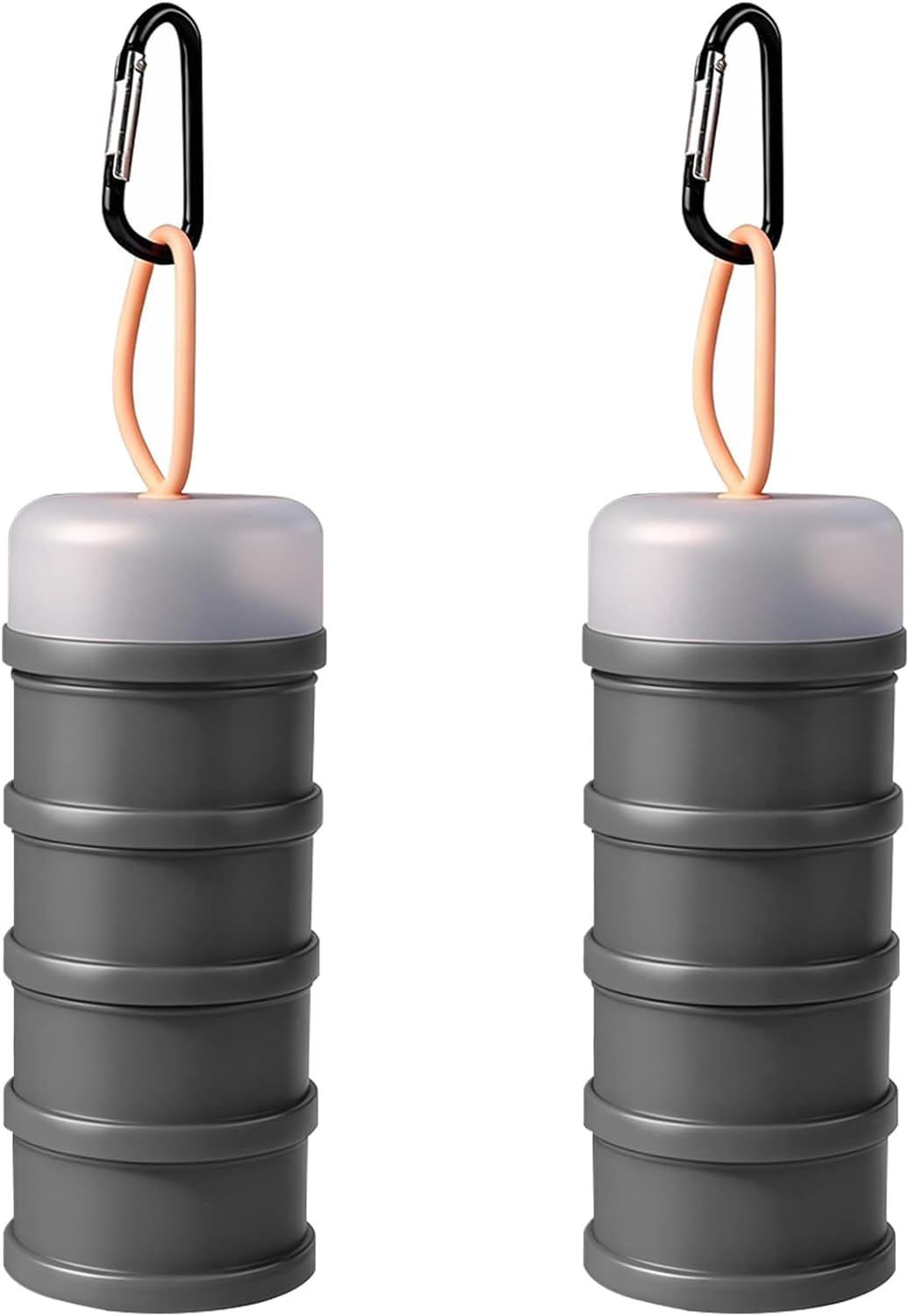 Protein Powder Container with Funnels Stand, 4 Stackable Protein Powder Dispenser for Travel, Fitness and Workout, 2 Pcs