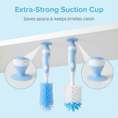Ariseno 5-in-1 Baby Bottle Brush Set, Including Nylon and Silicone Bottle Brush, Bottle Cap, Straw and Nipple Cleaner, BPA-Free (Blue)
