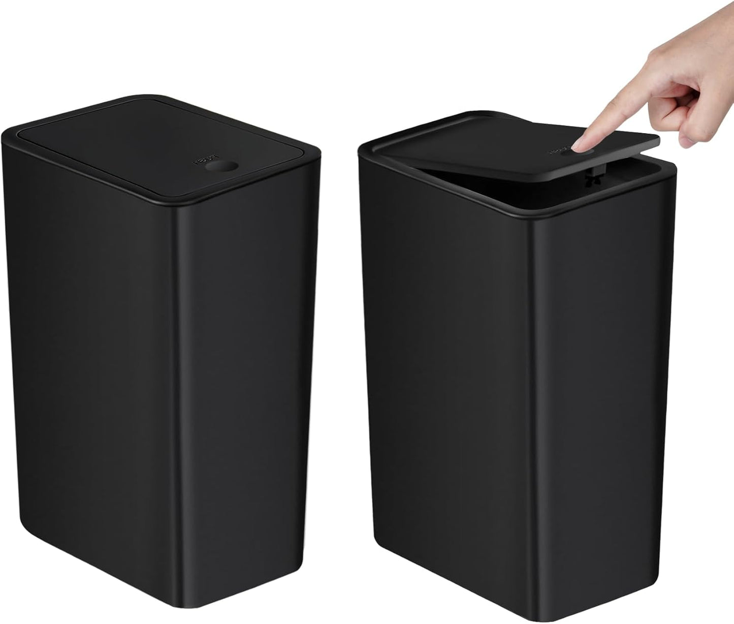 TIPGO Bathroom Trash Can with Lid, 10 Liter/ 2.6 Gallon Slim Garbage Can, Small Trash Bin Waste Basket with Pop-Up Lid for Kitchen, Bedroom, Living Room, Office (Black)