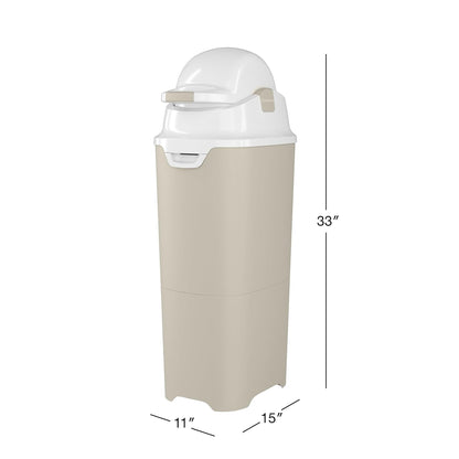 Foundations Tall Diaper Pail with Airtight Lid - Durable & Odorless Diaper Disposal, Large Capacity, Holds up to 60 Newborn Diapers, Refill with Any Bags, Baby Registry Gift - Gray (9612057)