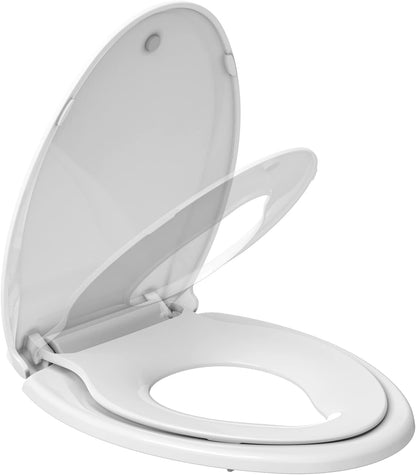 Toilet Seat with Toddler Seat Elongated, PP Material Family Toilet Seat Cover, Soft Close Adult & Toddler Seats, Easy to Clean, Safe Potty Training Solution for Kids, Bathroom Upgrade for Home