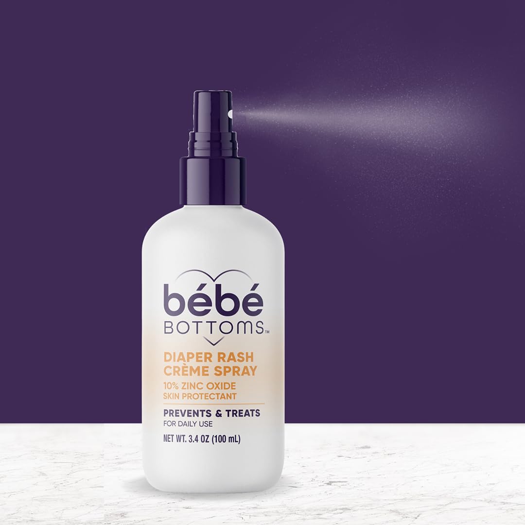 Bébé Bottoms Baby Diaper Rash Cream Spray, No-Rub Touch Free Application for Sensitive Skin 1.7oz (50 ml)