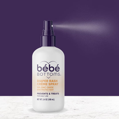 Bébé Bottoms Baby Diaper Rash Cream Spray, No-Rub Touch Free Application for Sensitive Skin 1.7oz (50 ml)