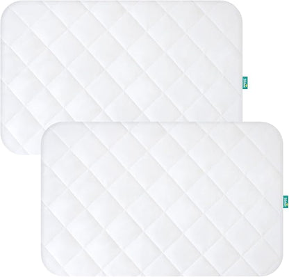 Pack and Play Sheets Fitted 2 Waterproof Mattress Protector Pad Cover Quilted Compatible with Graco Pack n Play & Dream On Me & Pamo Babe, Playpen/Playard 39" x 27" White