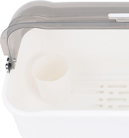 LiebeWH Dish Rack with Cover, Kitchen Counter Space Saving Baby Bottle Drying Rack with Cover Holder Organizer Extra Large White