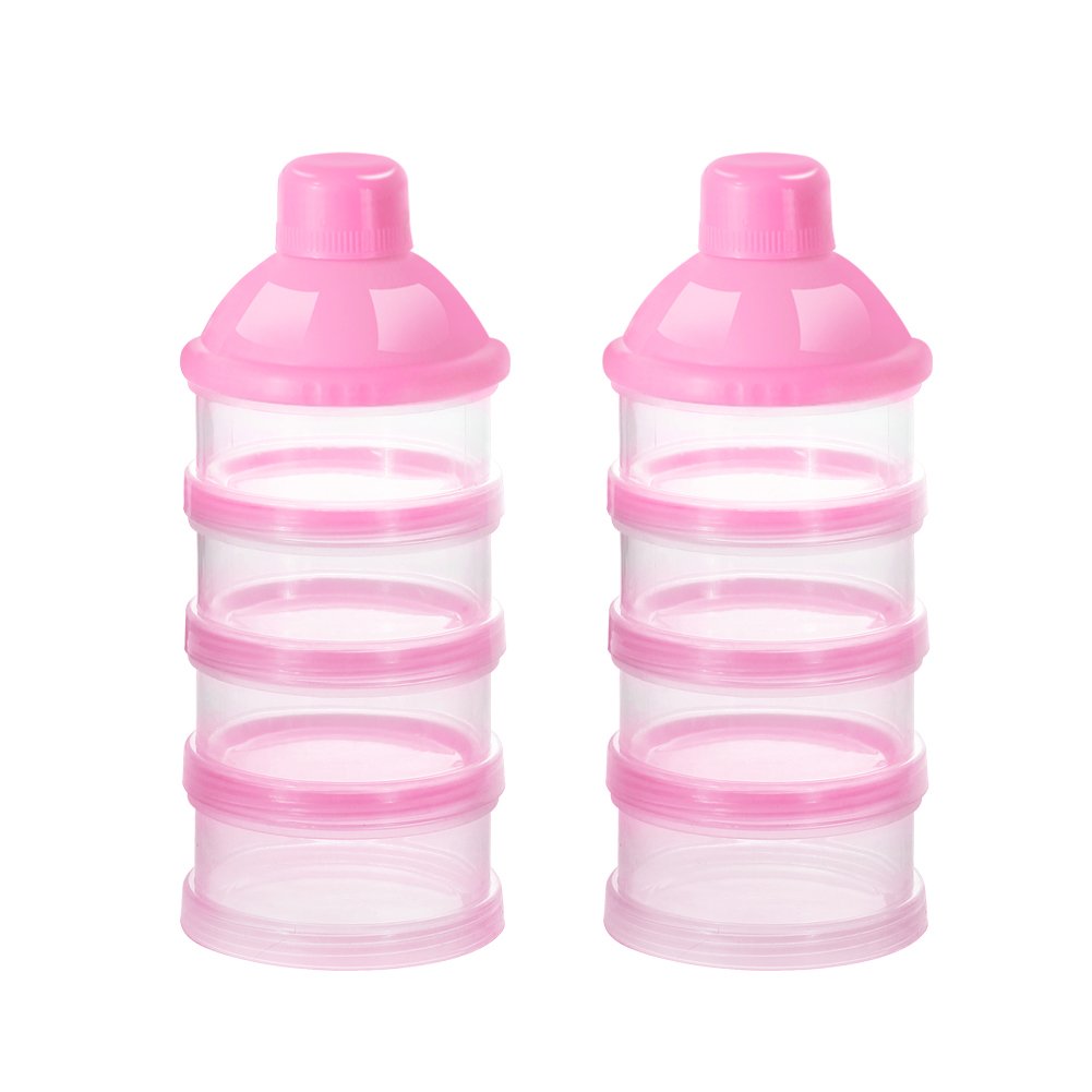 Accmor Formula Dispenser On The Go, 4 Compartments Stackable Formula Container for Travel, Baby Milk Powder Kids Snack Container, BPA Free ﻿