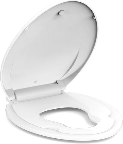 Toilet Seat Round,Toilet Seat with Toddler Seat Built in, Potty Training Toilet Seat Round Fits Both Adult and Child, with Soft Close,Easy Install and Clean - White, Round