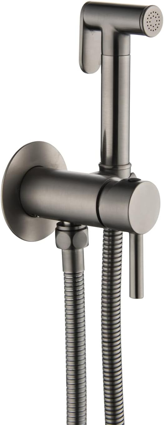 Bidet Sprayer for Toilet, Wall Mounted Hot and Cold Bidet Faucet, Handheld Cloth Diaper Sprayer Kit,Chrome(Gunmetal Gray)