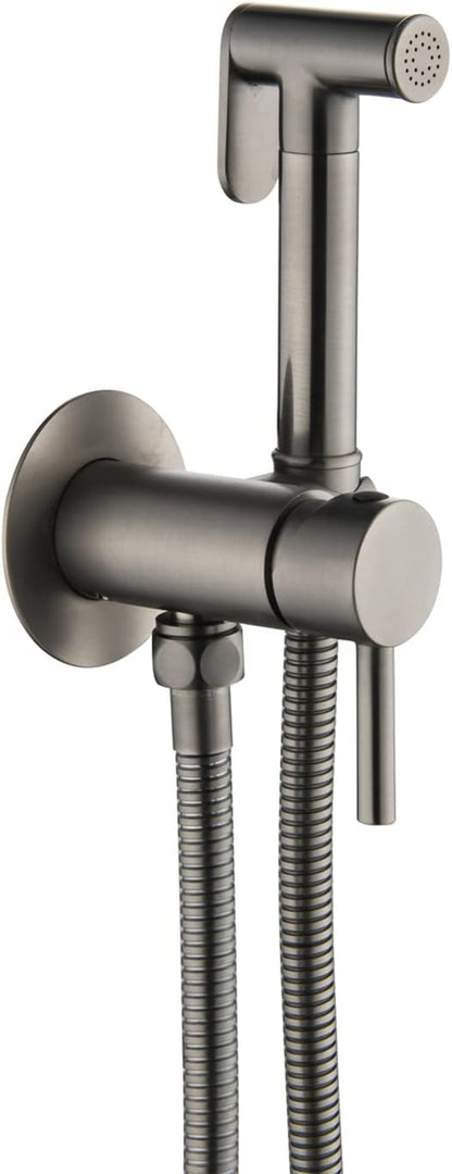 Bidet Sprayer for Toilet, Wall Mounted Hot and Cold Bidet Faucet, Handheld Cloth Diaper Sprayer Kit,Chrome(Gunmetal Gray)
