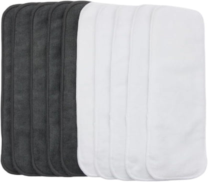10pcs Reusable Soft 3 Layers Inserts for Baby Cloth Diaper,High Absorbing Washable Liners (10pcs-Grey Inserts)