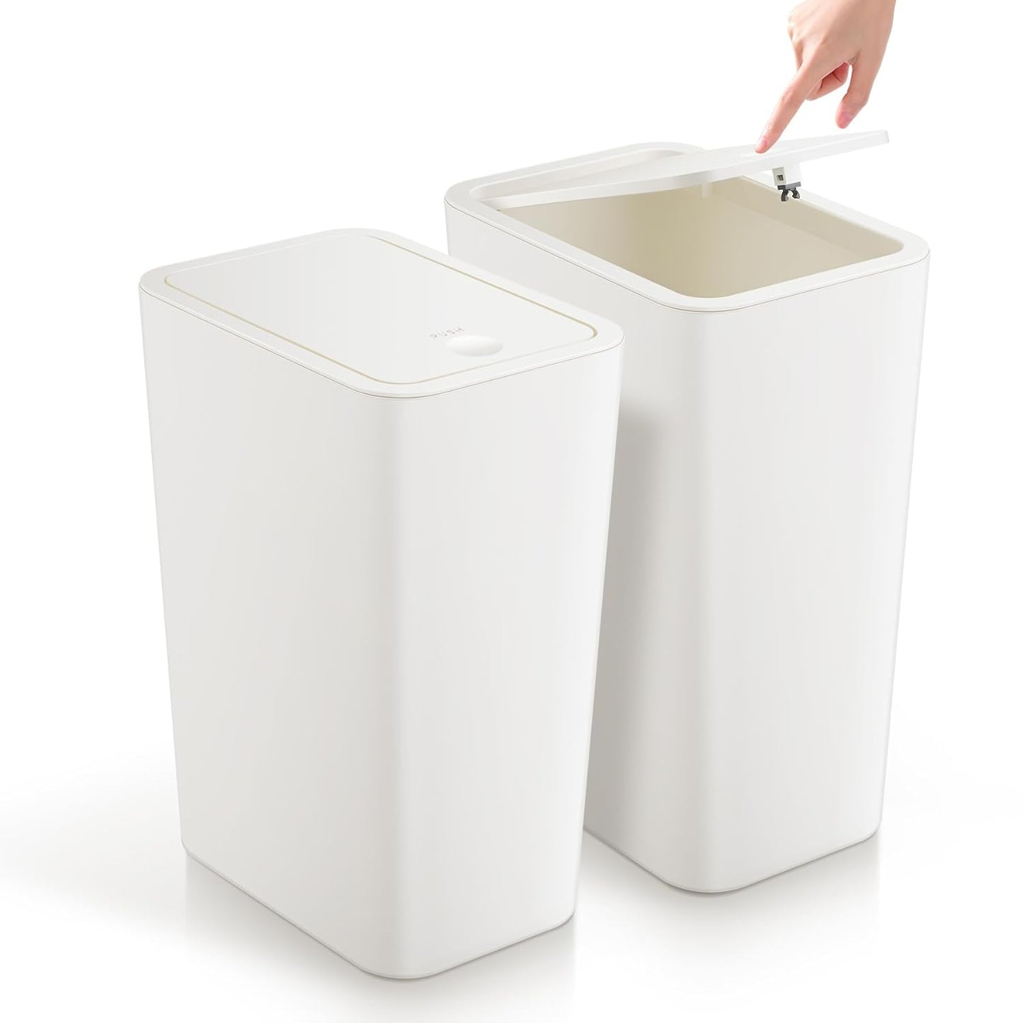 TIPGO Bathroom Trash Can with Lid, 4 Gallon / 15 Liter Small Garbage Can, Press Top Bin, Plastic Wastebasket with Pop-Up Lid for Bedroom, Living Room, Office (Black)