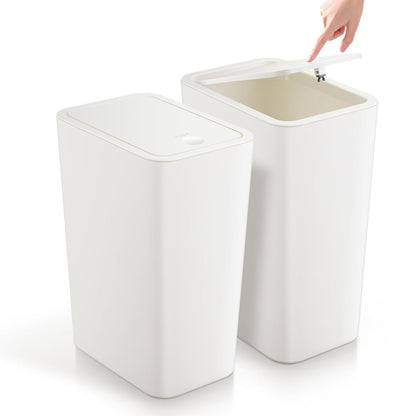 TIPGO Bathroom Trash Can with Lid, 4 Gallon / 15 Liter Small Garbage Can, Press Top Bin, Plastic Wastebasket with Pop-Up Lid for Bedroom, Living Room, Office (Black)