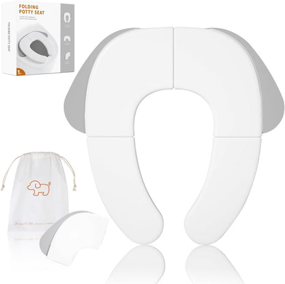 FOOYOO Foldable Toddler Toilet Seat | Portable Potty Training Seat for Travel & Home, Non-Slip, Fits Most Toilets, Easy to Clean, with Travel Bag (Gray)