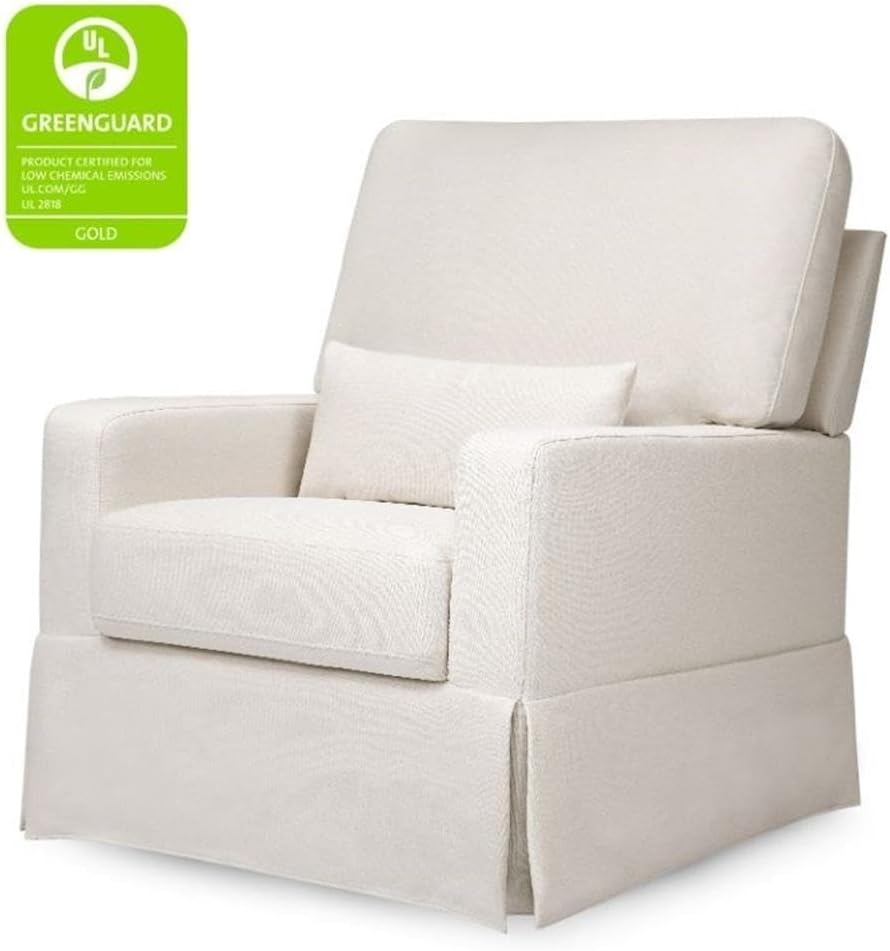 Namesake Crawford Pillowback Comfort Swivel Glider in Tan Gingham, Water Repellent & Stain Resistant, Greenguard Gold & CertiPUR-US Certified