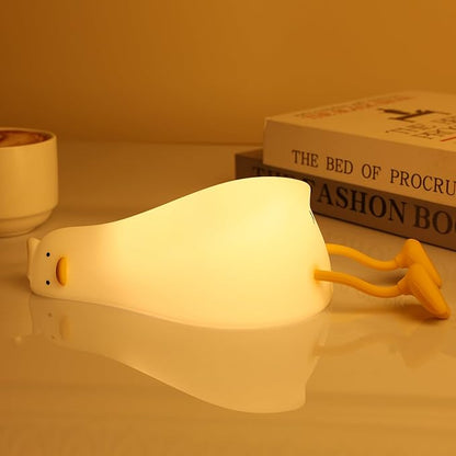 Existential Crisis Duck Lamp - 3-Level Dimmable Rechargeable Night Light for Kids Breastfeeding & Nursery | Silicone, Touch Control & Lying Flat Design, Toddler Room Safe (Ducky Lay Lamp)