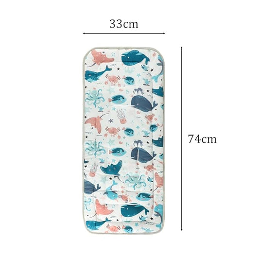 Universal Kids Stroller Seat Liner Cotton Kids Pushchair Cushion Seats Mat Breathable Stroller Liner Insert Mattress Soft Pushchair Seat Pad Pram Cushion Seats Pad Head Neck Body Support for 1-3 Years