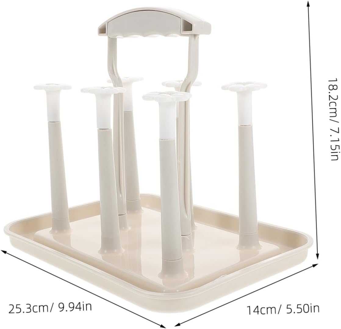 Toyvian Space Saving Baby Bottle Drying Rack with Cup Holder for Countertop Portable Baby Bottle Drain Rack for Kitchen and Nursery Organization