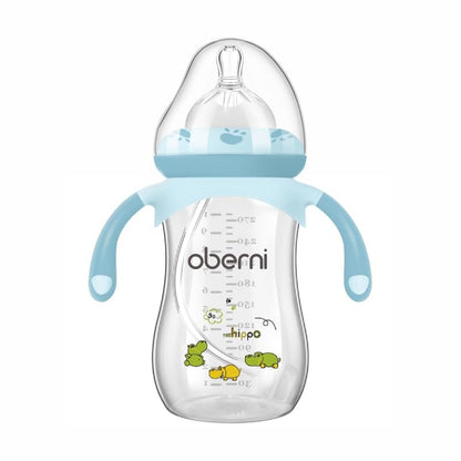 Oberni Baby Bottles, Weighted Straw Toddler Milk Bottles with Non-Slip Handle, Size + Variable Fast Flow, 12+ Months, BPA-Free, Pink/1Pack/9oz