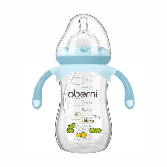 Oberni Baby Bottles, Weighted Straw Toddler Milk Bottles with Non-Slip Handle, Size + Variable Fast Flow, 12+ Months, BPA-Free, Pink/1Pack/9oz