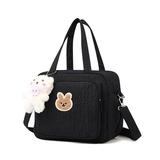 Lushandy Baby Diaper Bag Tote, Mom Bag Crossbody Diaper Bags Baby Travel Bags for Girl Pañaleras Para Bebe (Black, Small)