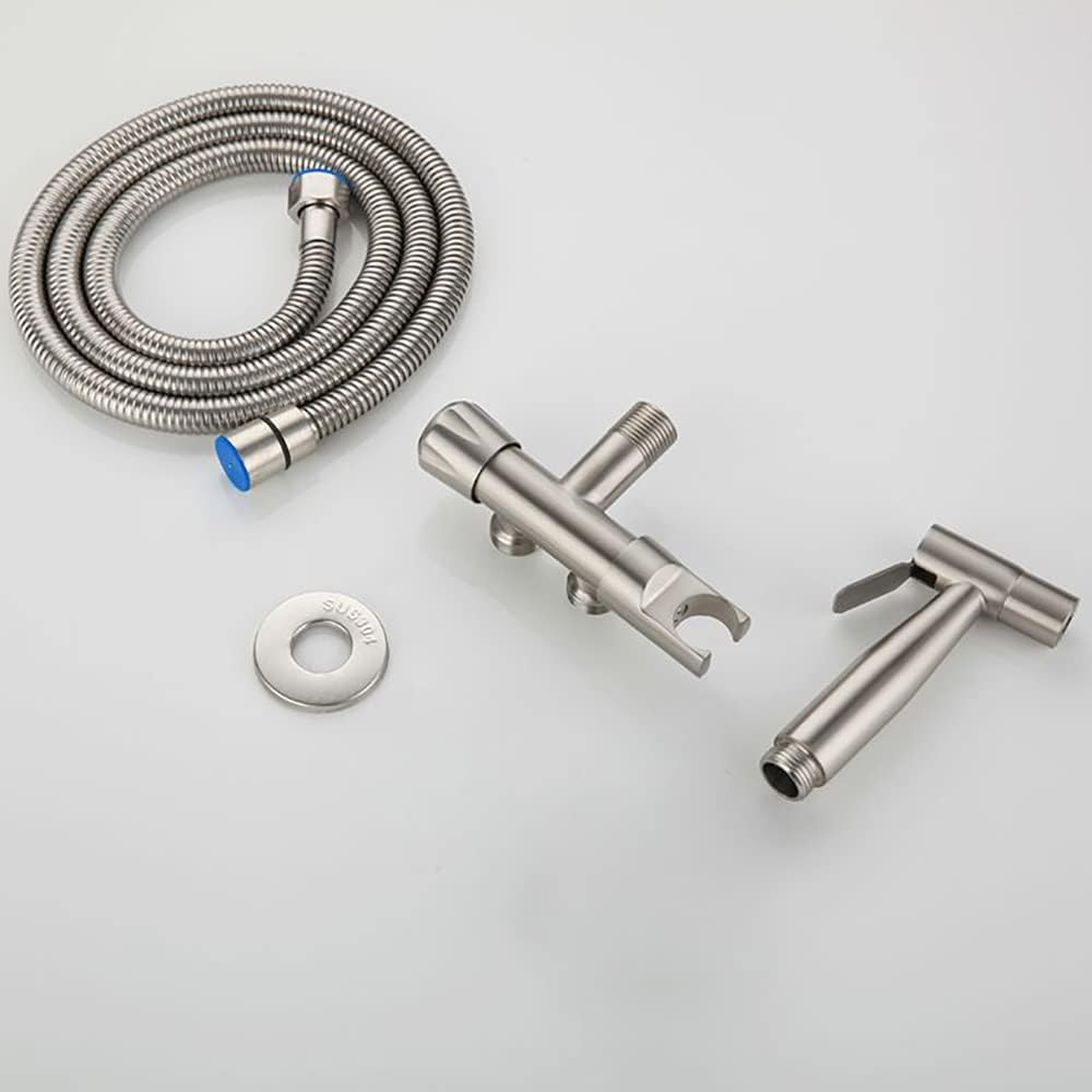 Hand Held Sprayer Toilet Attachment Stainless Steel Bathroom Bidet Spray Set, Multi-Function for Cloth Diaper Sprayer, Toilet Or Wall Mounted, Pets Shower - Stainless Steel,c