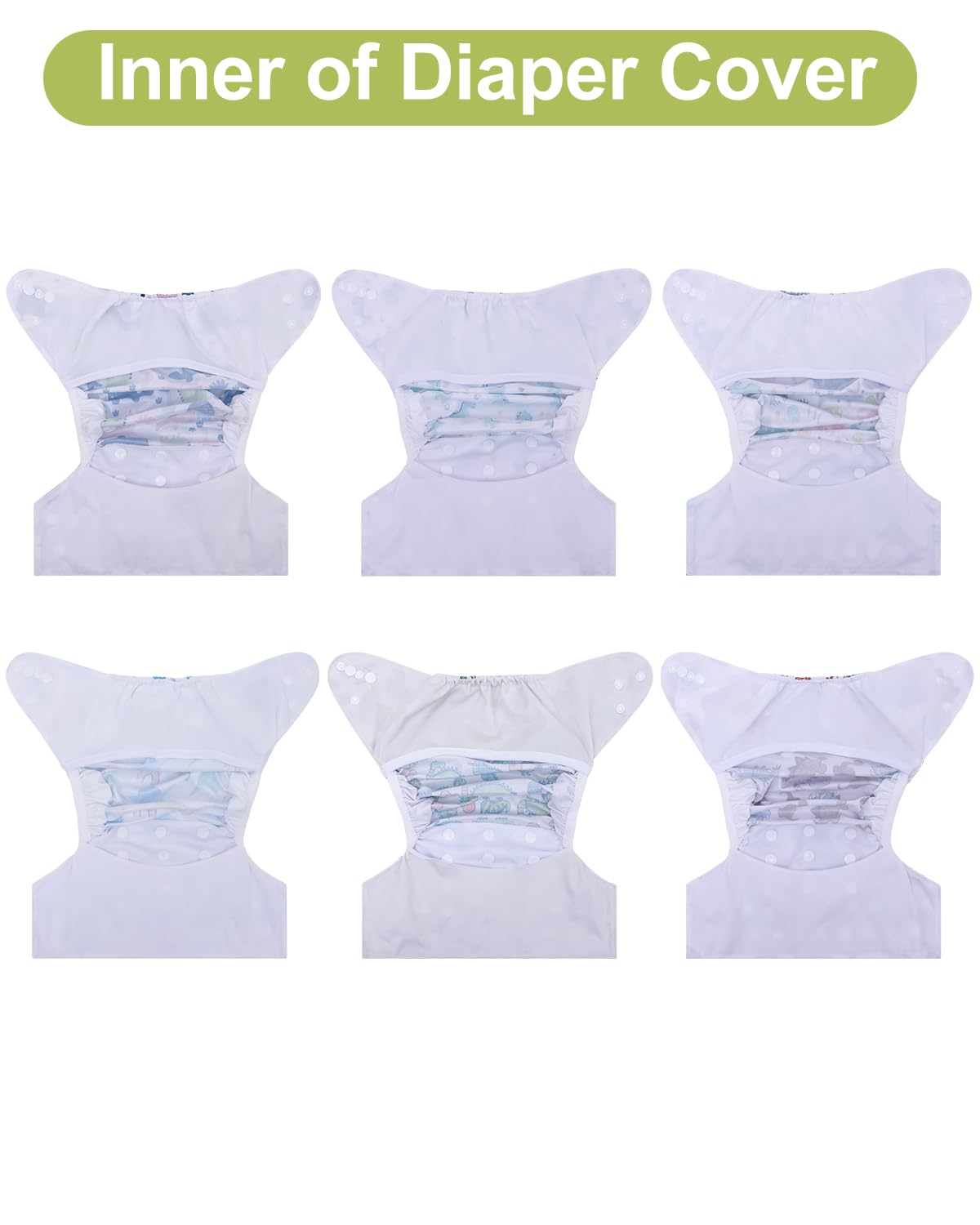 babygoal Cloth Diaper Covers 6 Pack with Wet Bag for Fitted Diapers and Prefolds with Double Gussets, Adjustable and Reusable for Baby Boys and Girls