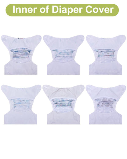 babygoal Cloth Diaper Covers 6 Pack with Wet Bag for Fitted Diapers and Prefolds with Double Gussets, Adjustable and Reusable for Baby Boys and Girls