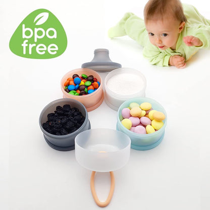 Baby Formula Dispenser, Formula Container, BPA Free, 4 Layers, Baby Feeding Travel Storage Container, Portable Milk Powder Dispenser Container, Non-Spill Stackable Baby Snack Storage Container