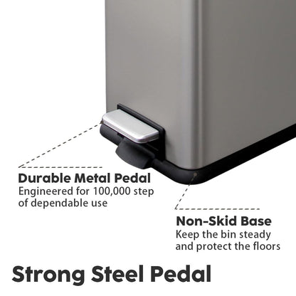 Diaper Pail, Airtight Odor Control Baby Diaper Bin with Childproof Lock, Stainless Steel Garbage Pail with lid, 15 Liter/ 4 Gallon Compact Nursery Trash Can with Removal Inner Liner, Blue