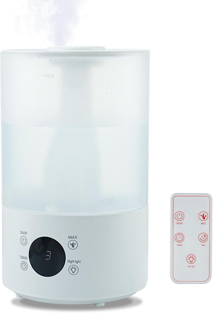 Top Fill Humidifiers for Bedroom, 4.0L Tank Cool Mist Humidifiers for Large Room, 40H Runtime, Plants with 9H Timer, Auto Shut-Off,Quiet Ultrasonic Humidifier with 360° Nozzle for Baby Nursery