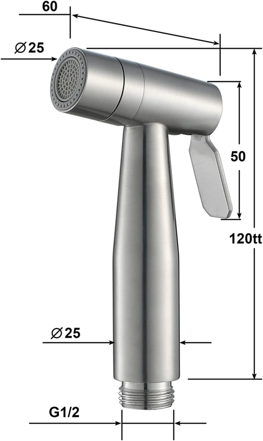 Handheld Bidet Sprayer Stainless Steel Chrome Cloth Diaper Sprayer 2 Function Bidet Sprayer for Toilet for Toilet, Adjustable Water Pressure Control Sprayer for Toilet