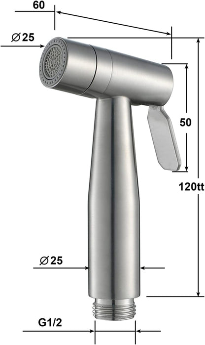 Handheld Bidet Sprayer Stainless Steel Chrome Cloth Diaper Sprayer 2 Function Bidet Sprayer for Toilet for Toilet, Adjustable Water Pressure Control Sprayer for Toilet