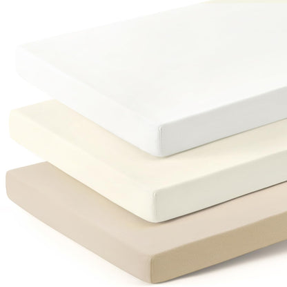 GRSSDER Stretch Ultra Soft Jersey Knit Fitted Pack n Play Playard Sheets Set 2 Pack，Fits Portable/Mini Cribs Sheets, Playards Mattress Pads, Stylish Watercolor Animals for Baby, Mint Green