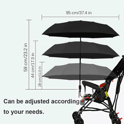 Universal Baby Stroller Sun Protection Parasol, with Umbrella Clip Fixing Device, UPF 90+ UV Protect Pushchair Sun Parasol (Silver)