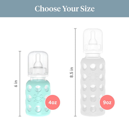 Lifefactory Glass Baby Bottle with Stage 1 Nipple and Protective Silicone Sleeve Cantaloupe, 4 Oz