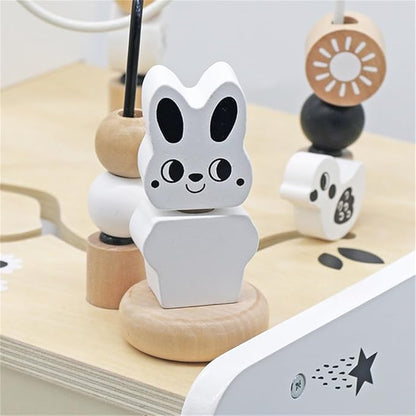 Wooden Baby Walker Activity Cubes,Baby Push Walker Toy for Toddler, 5in1 Montessori Learning&Educational Toys for 1+ Year Old Boy Girl | Sorting&Stacking | Bead Mazes and Counting Toys