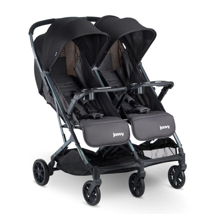 Joovy Kooper X2 Double Stroller, Lightweight Travel Stroller, Compact Fold with Tray, Black