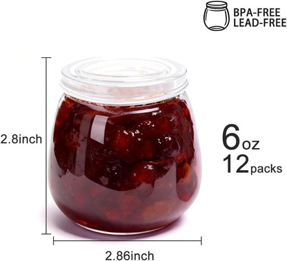 Baby Food Storage Containers,12 Pack Baby Food Containers with Lids,6 oz Glass Baby Food Jars,Small Snack Containers for Toddlers,Thickened Baby Food Storage Containers for Infant and Baby