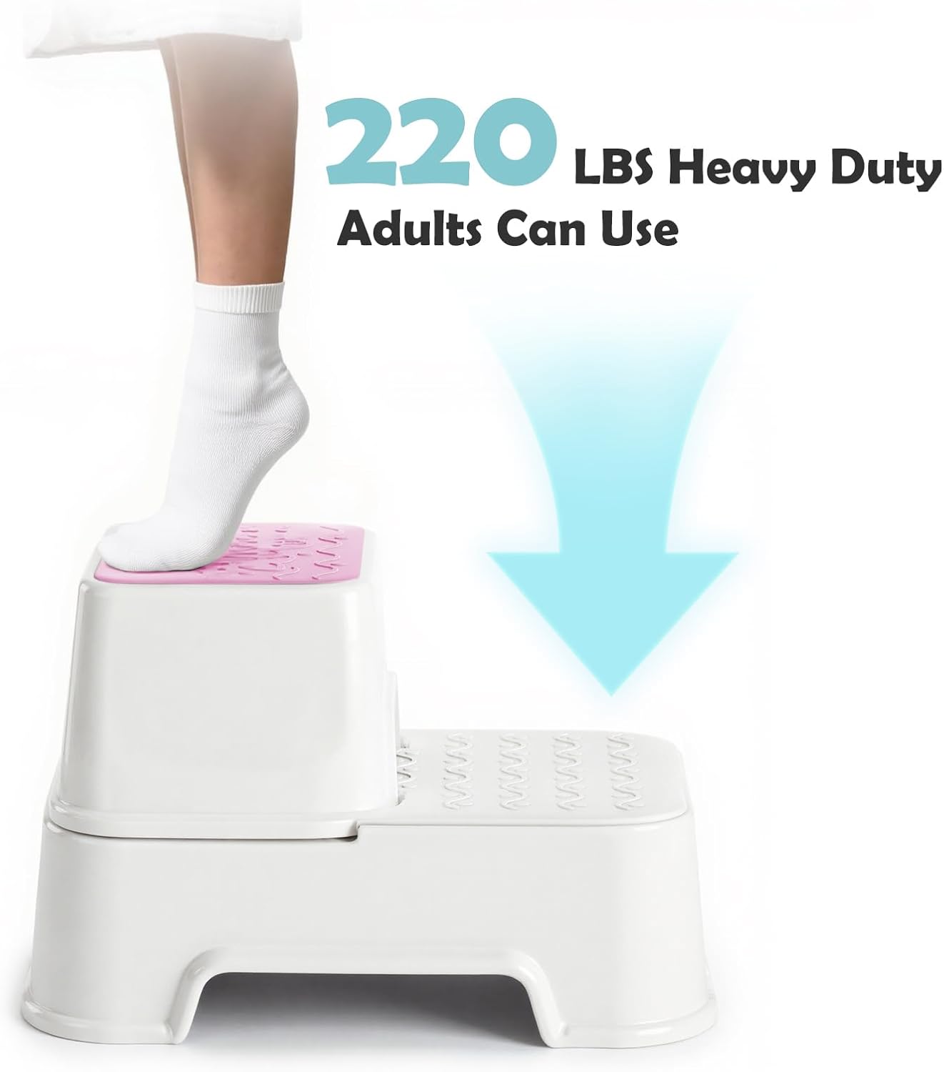 2-Step Toddler Step Stool, Non Slip Kids Step Stool for Bathroom Sink & Toilet Potty Training, Sturdy Stable Base, 10”Height Supports 220 lbs (2Packs White)