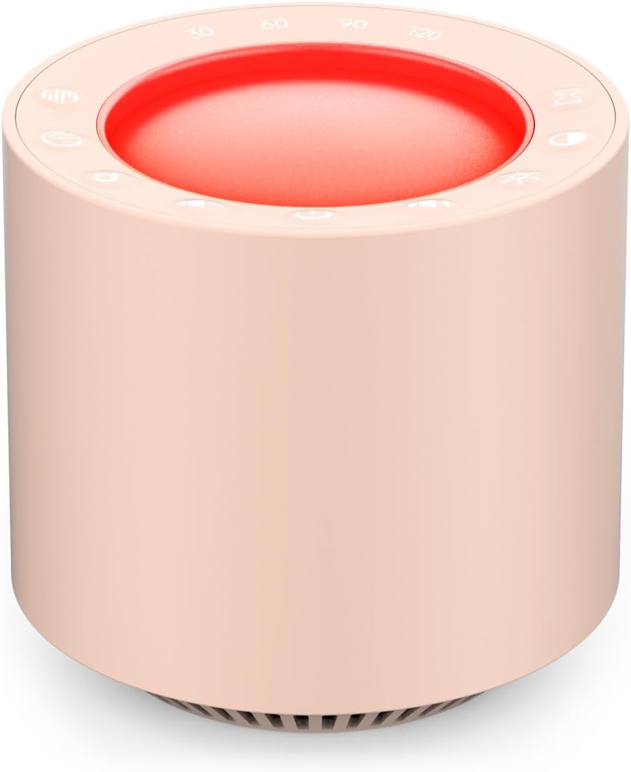 White Noise Sound Machine: Red Light Therapy Sleep Sound Machine with 38 Soothing Sounds & Calming Womb Soother, Memory Function, Dimmable Nursery Night Light with Timer for Baby Adult Gift