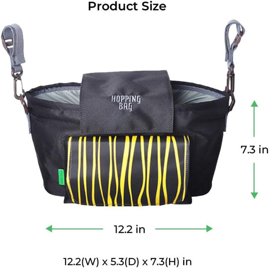 carrotez Universal Stroller Caddy – Large Capacity Organizer with Cup Holders & Front Wipes Pocket