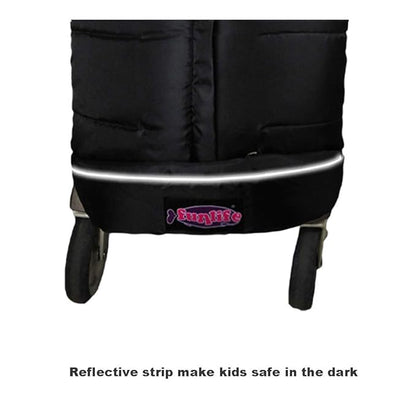 German Designed Universal Stroller Footmuff, 2 Way Zippers Style Easy for Baby in&Out, Length Extensible,Temperature Adjustable Footmuff Fits Baby Growth,Reflective Strips Around Bunting Bag