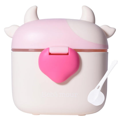 Bebamour Baby Formula Dispenser, BPA Free Portable Milk Powder and Candy Fruit Snack Storage Container with Scoop and Leveller for Travel, 450 ML, Green Cow
